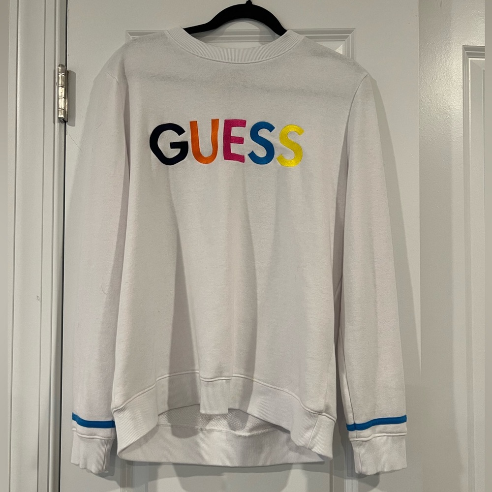 Guess Embroidered Long Sleeve Crew Neck